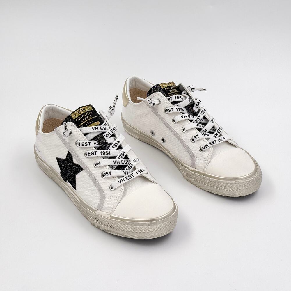 Vintage Havana Alive 21 White Black Gold Glitter Star Sneakers Women's 9.5 NWOT